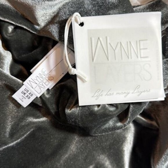 WynneLayers Dark Slate Stretch Velvet Side Slit Turtleneck Top - Picture 15 of 16